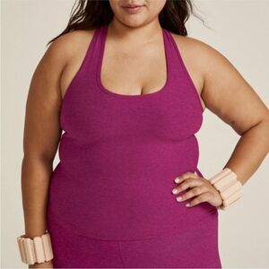 Beyond Yoga Step Up Spacedye Racerback Tank Top in Magenta Heather sz 1X